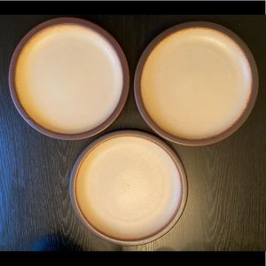 Heath Ceramics Vintage Rim Line Dinner Plates, Mojave/Redwood